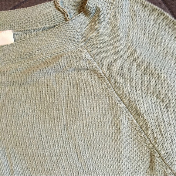 Loft light teal sweater, high boat neck, hi-lo hem - Picture 4 of 4